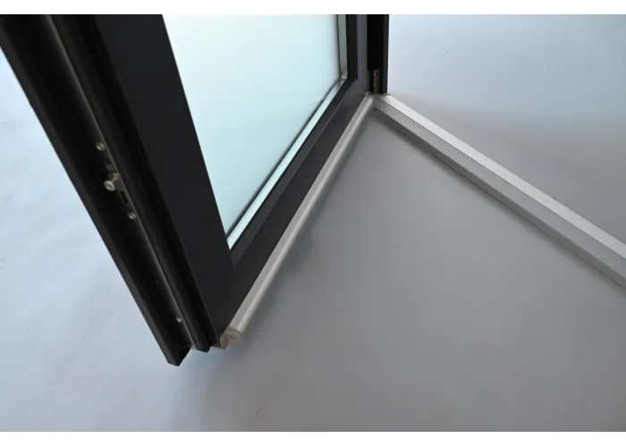Porta Exterior Aluplast PVC Vidro Fosco 80x200cm Antracite Direita