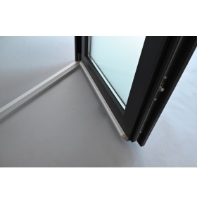 Porta Exterior Aluplast PVC Vidro Fosco 80x200cm Antracite Esquerda