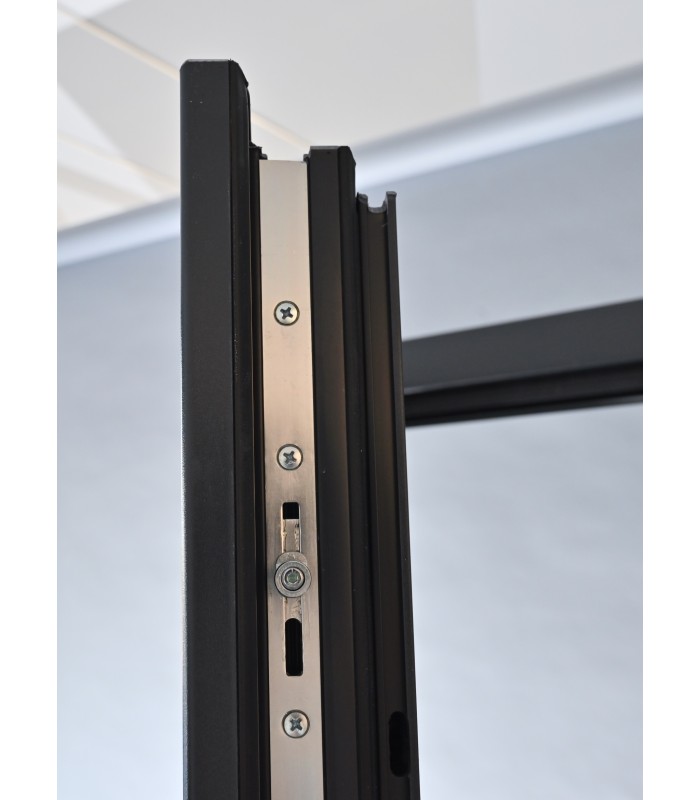 Porta Exterior Aluplast PVC Vidro Fosco 90x200cm Antracite Direita