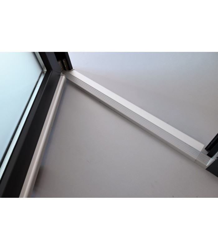 Porta Exterior Aluplast PVC Vidro Fosco 90x200cm Antracite Direita