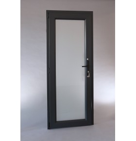Porta Exterior Aluplast PVC Vidro Fosco 90x200cm Antracite Direita