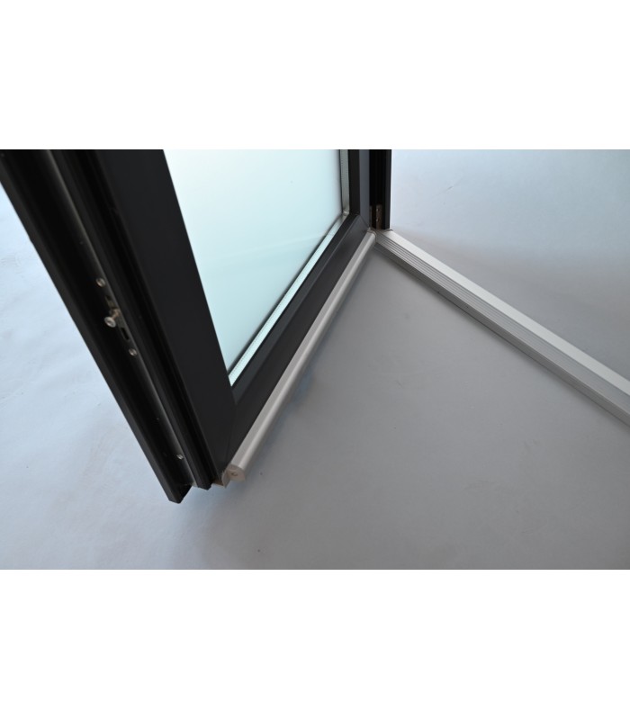 Porta Exterior Aluplast PVC Vidro Fosco 90x200cm Antracite Direita