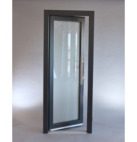 Porta Exterior PVC Vidro Fosco 90x200cm Antracite Esquerda