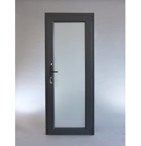 Porta Exterior PVC Vidro Fosco 90x200cm Antracite Esquerda