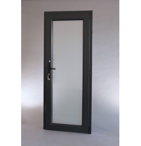 Porta Exterior PVC Vidro Fosco 90x200cm Antracite Esquerda
