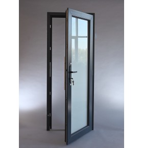 Porta Exterior PVC Vidro Fosco 90x200cm Antracite Esquerda