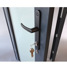 Porta Exterior PVC Vidro Fosco Antracite Direita -  Por Medida