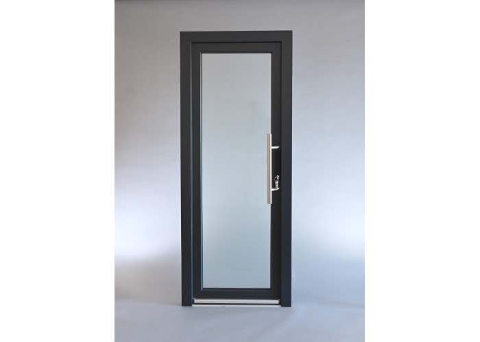 Porta Exterior PVC Vidro Fosco Antracite Esquerda - Por Medida