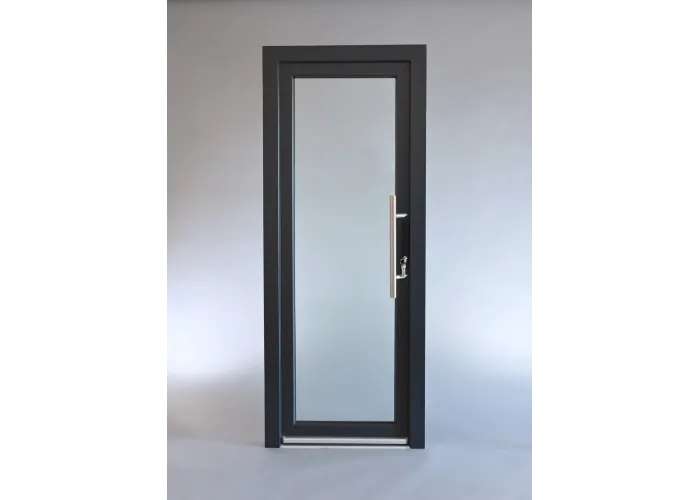 Porta Exterior PVC Vidro Fosco Antracite Esquerda - Por Medida