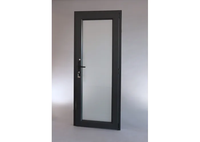 Porta Exterior PVC Vidro Fosco Antracite Esquerda - Por Medida