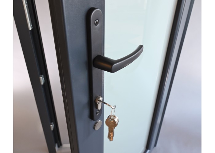 Porta Exterior PVC Vidro Fosco Antracite Esquerda - Por Medida