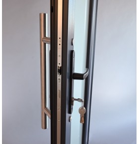 Porta Exterior PVC Vidro Fosco Antracite Esquerda - Por Medida