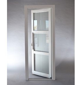 Porta Exterior PVC Vidro Fosco H3 Por Medida Branca Direita