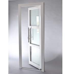 Porta Exterior PVC Vidro Fosco H3 Por Medida Branca Direita