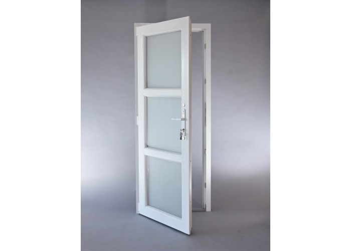 Porta Exterior PVC Vidro Fosco H3 Por Medida Branca Direita