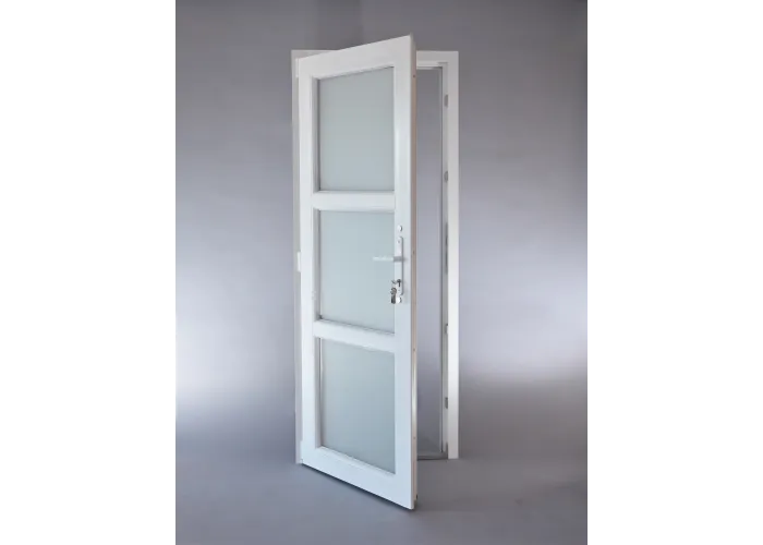Porta Exterior PVC Vidro Fosco H3 Por Medida Branca Direita