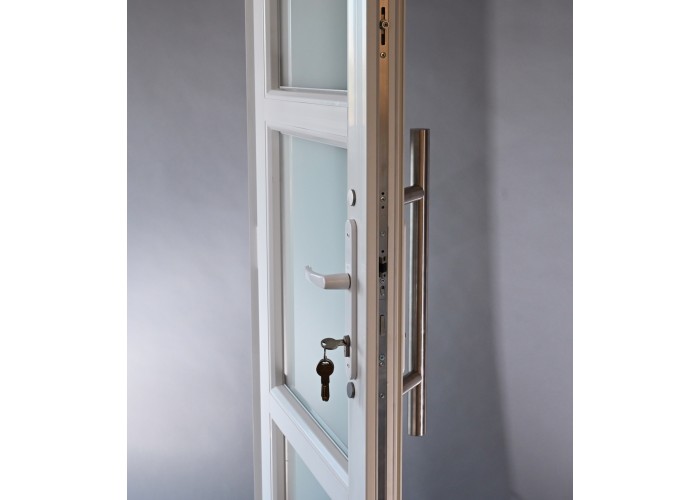 Porta Exterior PVC Vidro Fosco H3 Por Medida Branca Direita