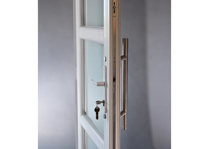 Porta Exterior PVC Vidro Fosco H3 Por Medida Branca Direita