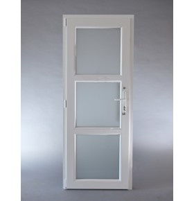 Porta Exterior Aluplast PVC Vidro Fosco H3 80x200cm Branca Direita