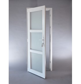 Porta Exterior Aluplast PVC Vidro Fosco H3 80x200cm Branca Direita