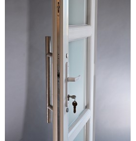 Porta Exterior Aluplast PVC Vidro Fosco H3 90x200cm Branca Esquerda