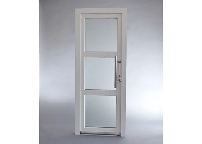Porta Exterior PVC Vidro Fosco H3 Por Medida Branca Esquerda