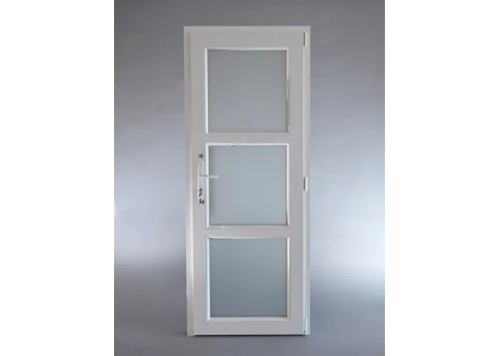 Porta Exterior PVC Vidro Fosco H3 Por Medida Branca Esquerda