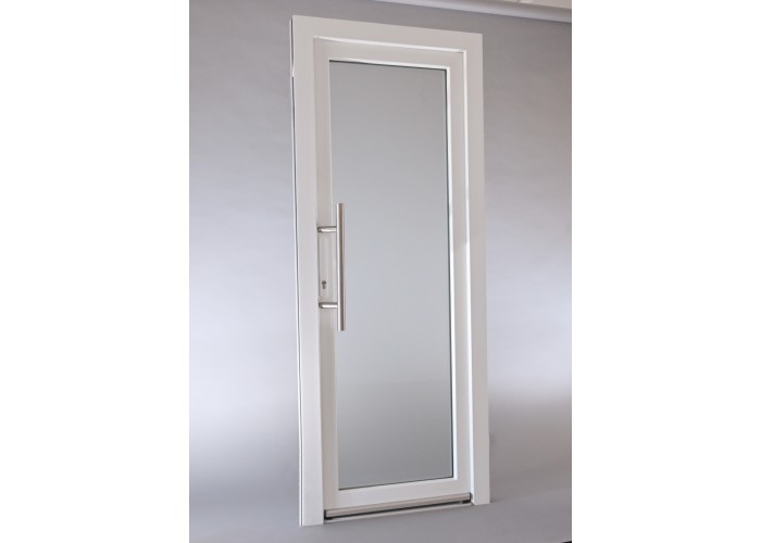 Porta Exterior PVC Vidro Fosco Por Medida Branca Direita