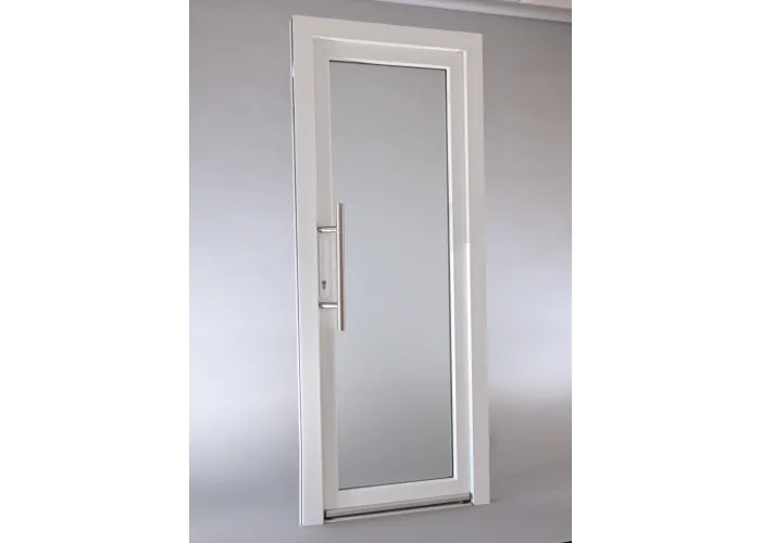 Porta Exterior PVC Vidro Fosco Por Medida Branca Direita