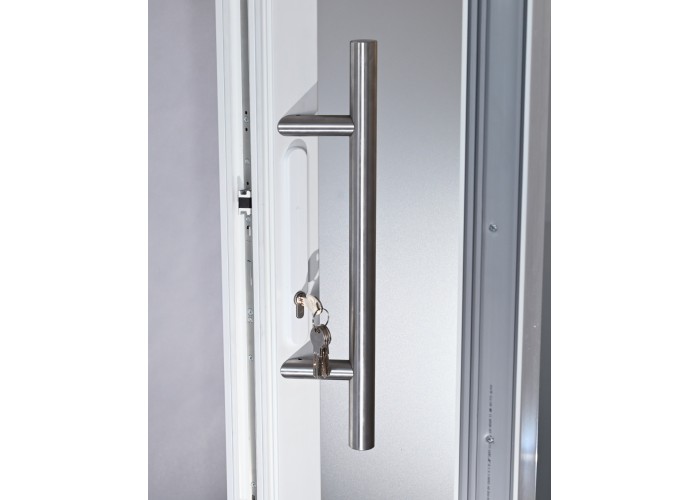 Porta Exterior PVC Vidro Fosco Por Medida Branca Direita