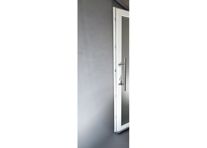 Porta Exterior PVC Vidro Fosco Por Medida Branca Direita