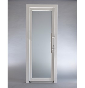 Porta Exterior PVC Vidro Fosco Por Medida Branca ESQUERDA ALUPLAST