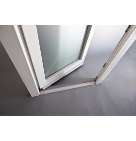 Porta Exterior PVC Vidro Fosco Por Medida Branca Esquerda