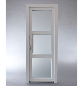 Porta Exterior Aluplast PVC Vidro Fosco H3 90x200cm Branca Direita