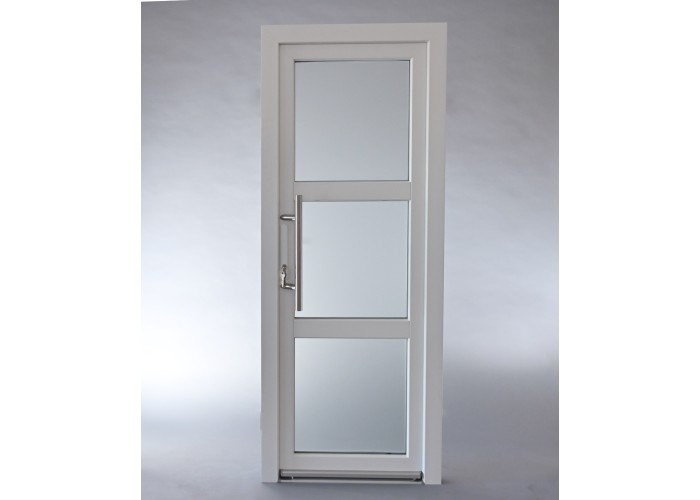 Porta Exterior PVC Vidro Fosco H3 Por Medida Branca Direita
