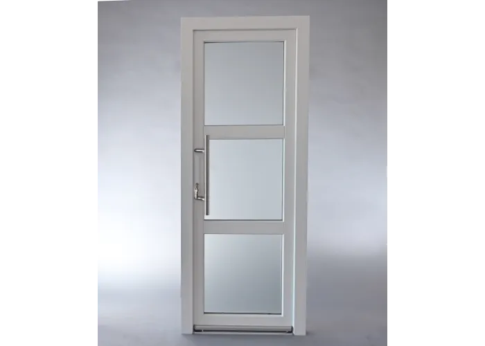 Porta Exterior PVC Vidro Fosco H3 Por Medida Branca Direita