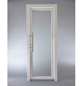 Porta Exterior Aluplast PVC Vidro Transparente 80x200cm Branca Direita
