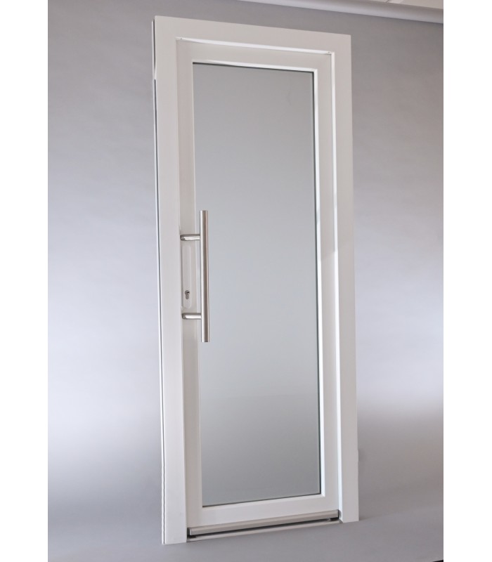 Porta Exterior Aluplast PVC Vidro Transparente 80x200cm Branca Direita