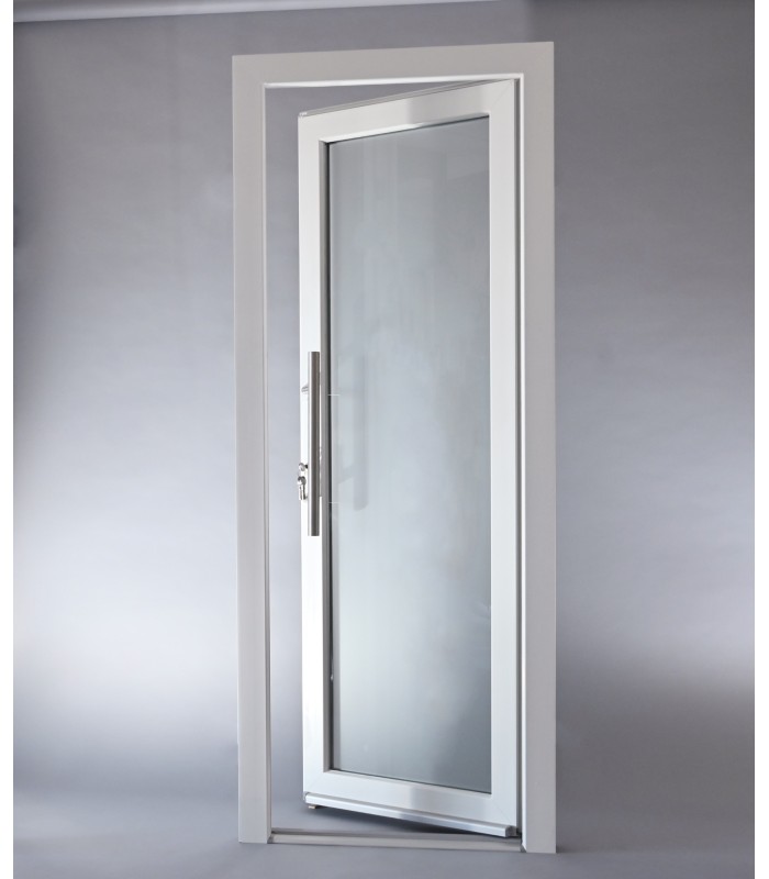 Porta Exterior Aluplast PVC Vidro Transparente 80x200cm Branca Direita