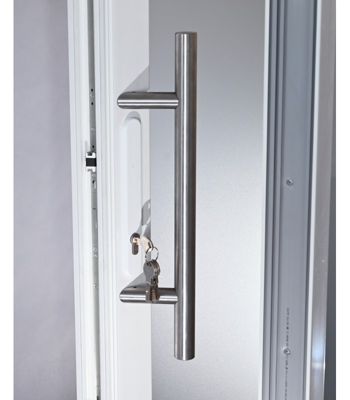 Porta Exterior Aluplast PVC Vidro Transparente 80x200cm Branca Direita