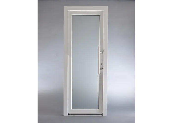Porta Exterior Aluplast PVC Vidro transparente 80x200cm Branca Esquerda