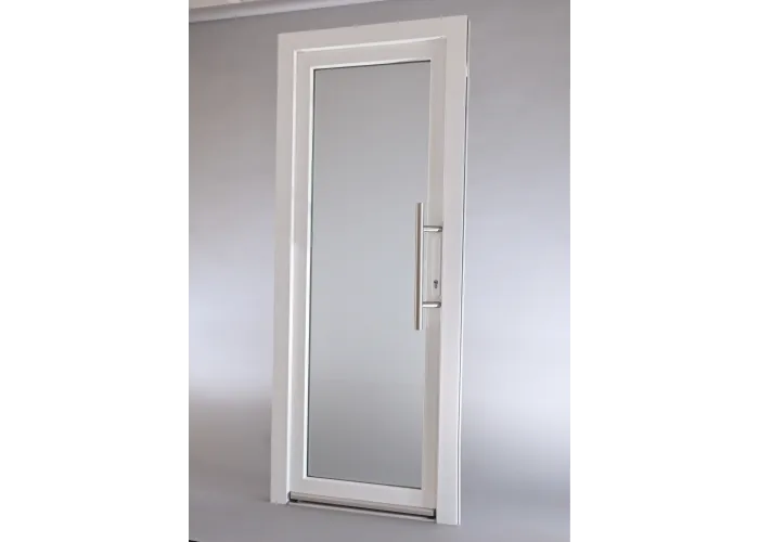 Porta Exterior Aluplast PVC Vidro transparente 80x200cm Branca Esquerda