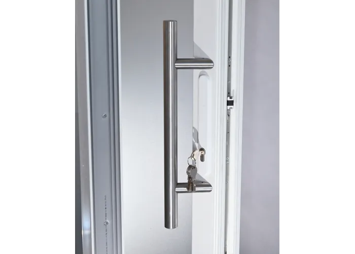 Porta Exterior Aluplast PVC Vidro transparente 80x200cm Branca Esquerda