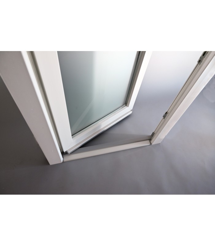 Porta Exterior Aluplast PVC Vidro Fosco 90x200cm Branca Esquerda