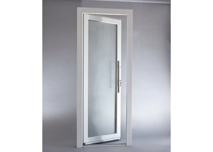 Porta Exterior Aluplast PVC Vidro Fosco 90x200cm Branca Esquerda