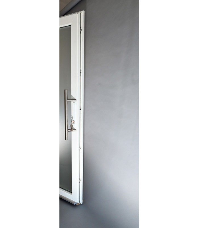 Porta Exterior Aluplast PVC Vidro Fosco 90x200cm Branca Esquerda