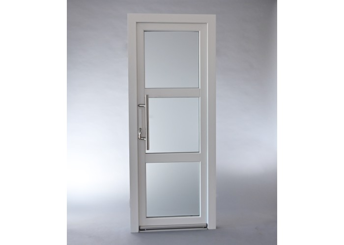 Porta Exterior Aluplast PVC Vidro transparente H3 80x200cm Branca Direita