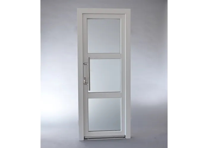 Porta Exterior Aluplast PVC Vidro transparente H3 80x200cm Branca Direita