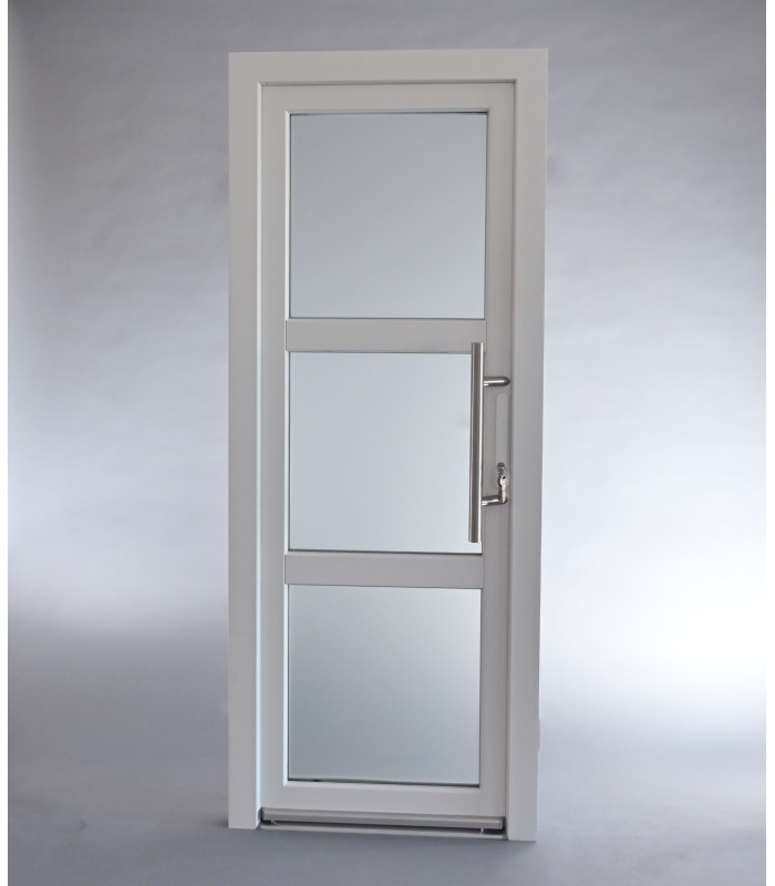 Porta Exterior Aluplast PVC Vidro Transparente H3 80x200cm Branca Esquerda