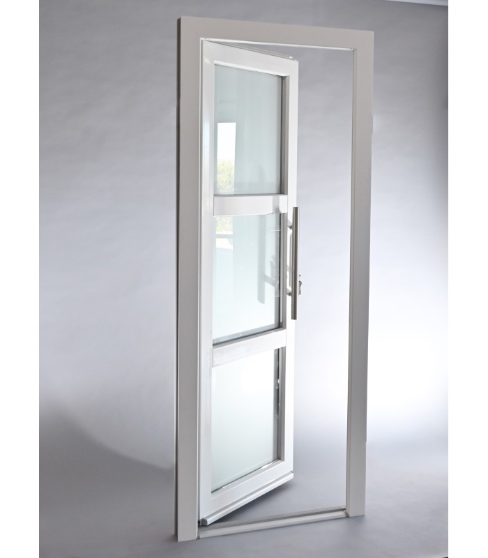 Porta Exterior Aluplast PVC Vidro Transparente H3 80x200cm Branca Esquerda